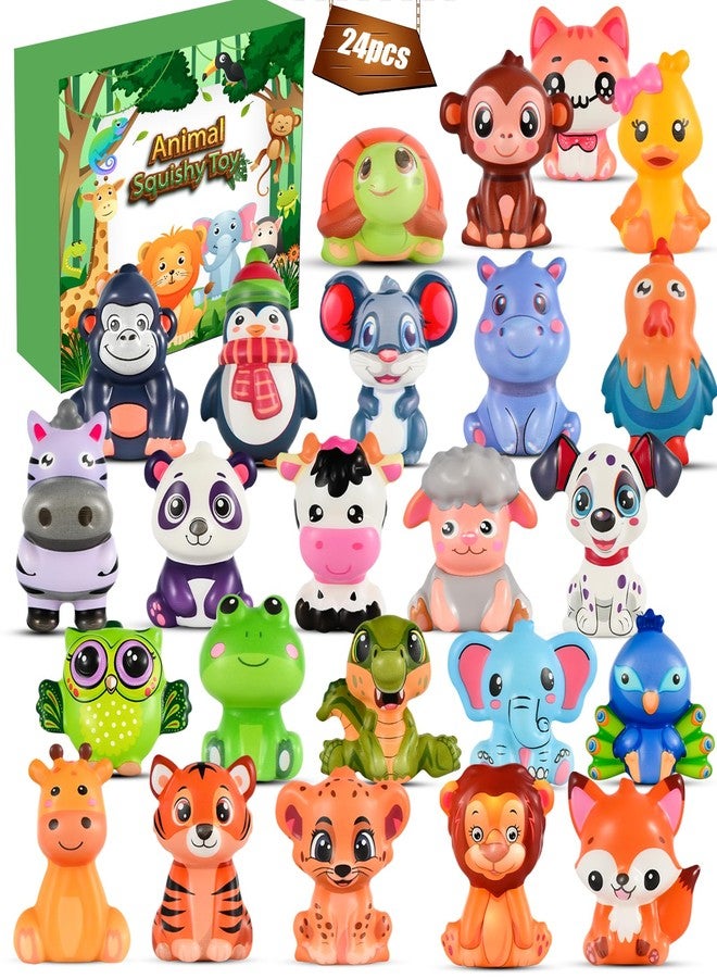 PLOUGVI 24PCS Party Favors for Kids, Animal Squishy Toys, Goodie Bag Pinata Fillers, Safari Wild Birthday Decorations, Treasure Chest Classroom Prizes,Easter Halloween Christmas Stocking Stuffers Gifts - Image 1